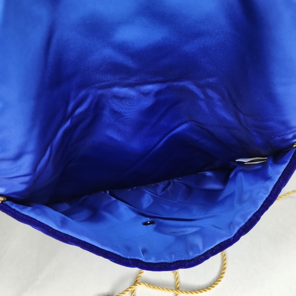 Vintage Royal Blue Quilted Velvet Evening Bag - Picture 4 of 7